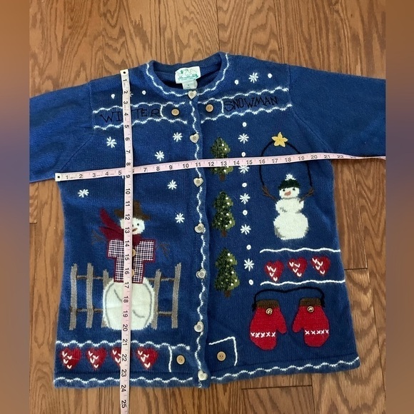 Quacker Factory Holiday Sweater Snowman Sparkles M Vintage - Picture 7 of 8